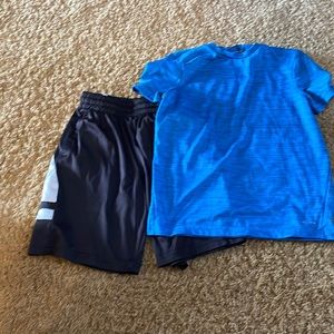 Boys text gear, dry, fit shorts, and shirt